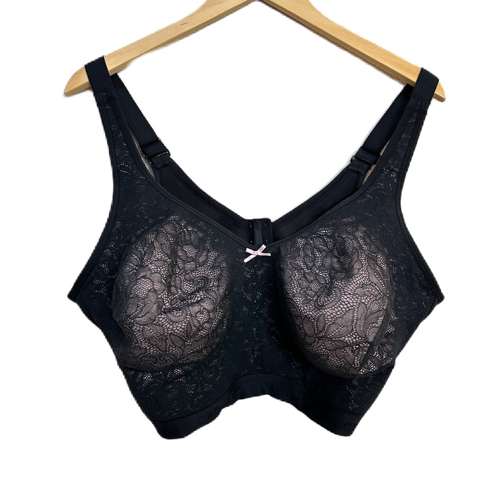 Cacique Unlined Full Coverage No Wire Lace Bra Black Women’s‎ Sz 44H